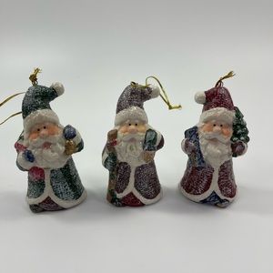 “Vintage” set of 3 Santas tree ornaments